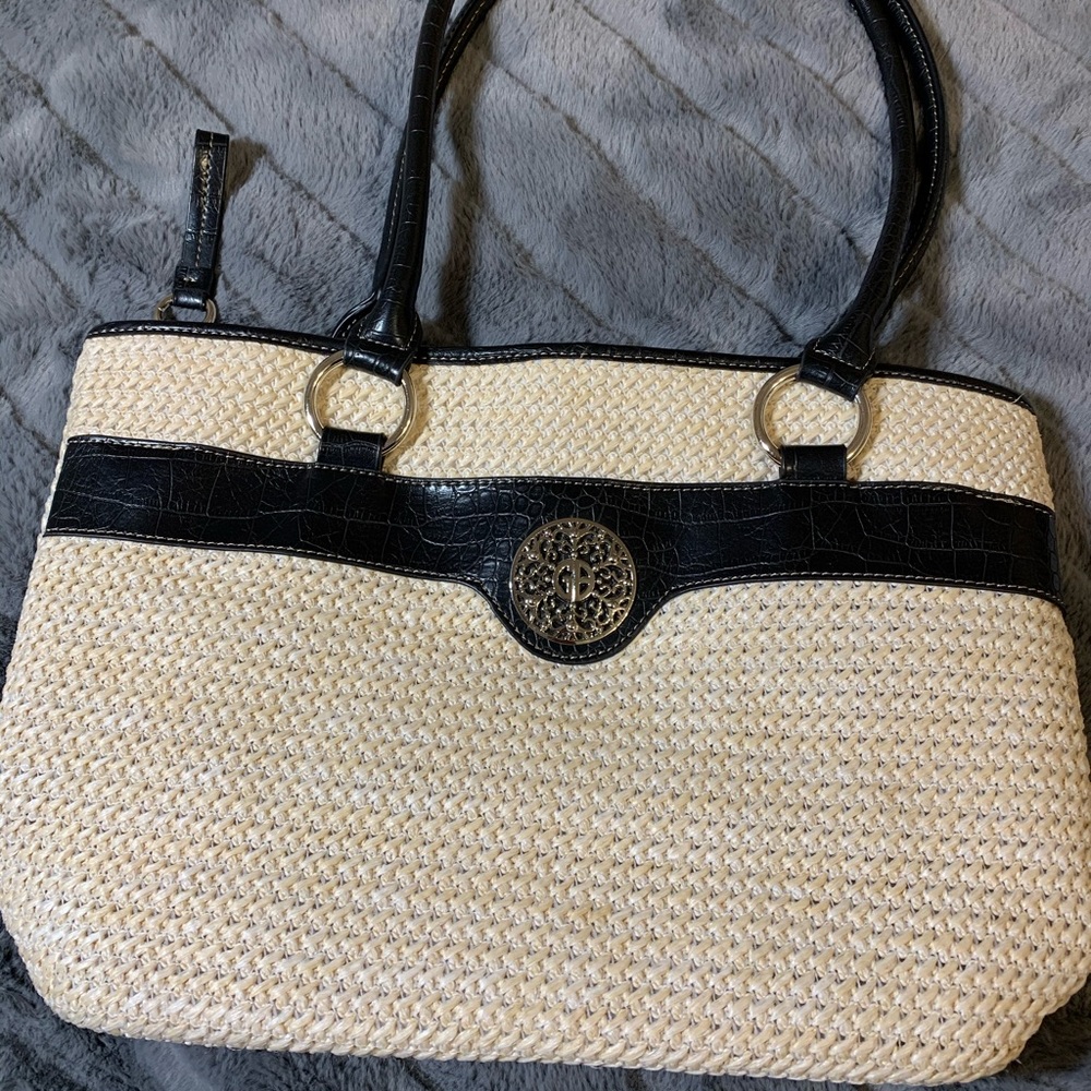 Gianni Bernini Filagree Straw Shoulder Bag